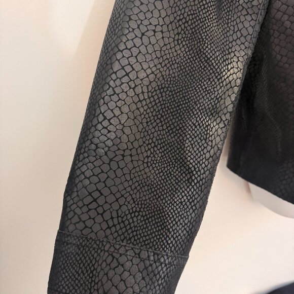 Alfani Petite Genuine Leather Jacket | Snakeskin Embossed | Satin Lined | Sz M - Picture 7 of 11